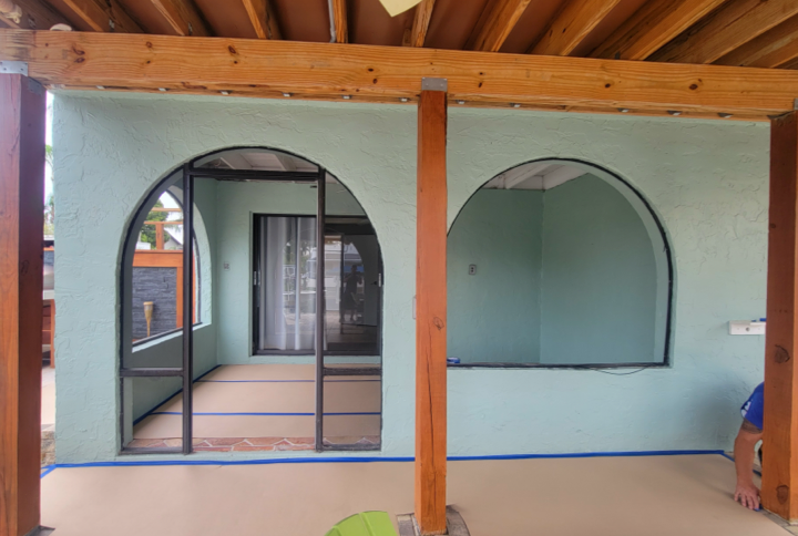 cool arched door under construction